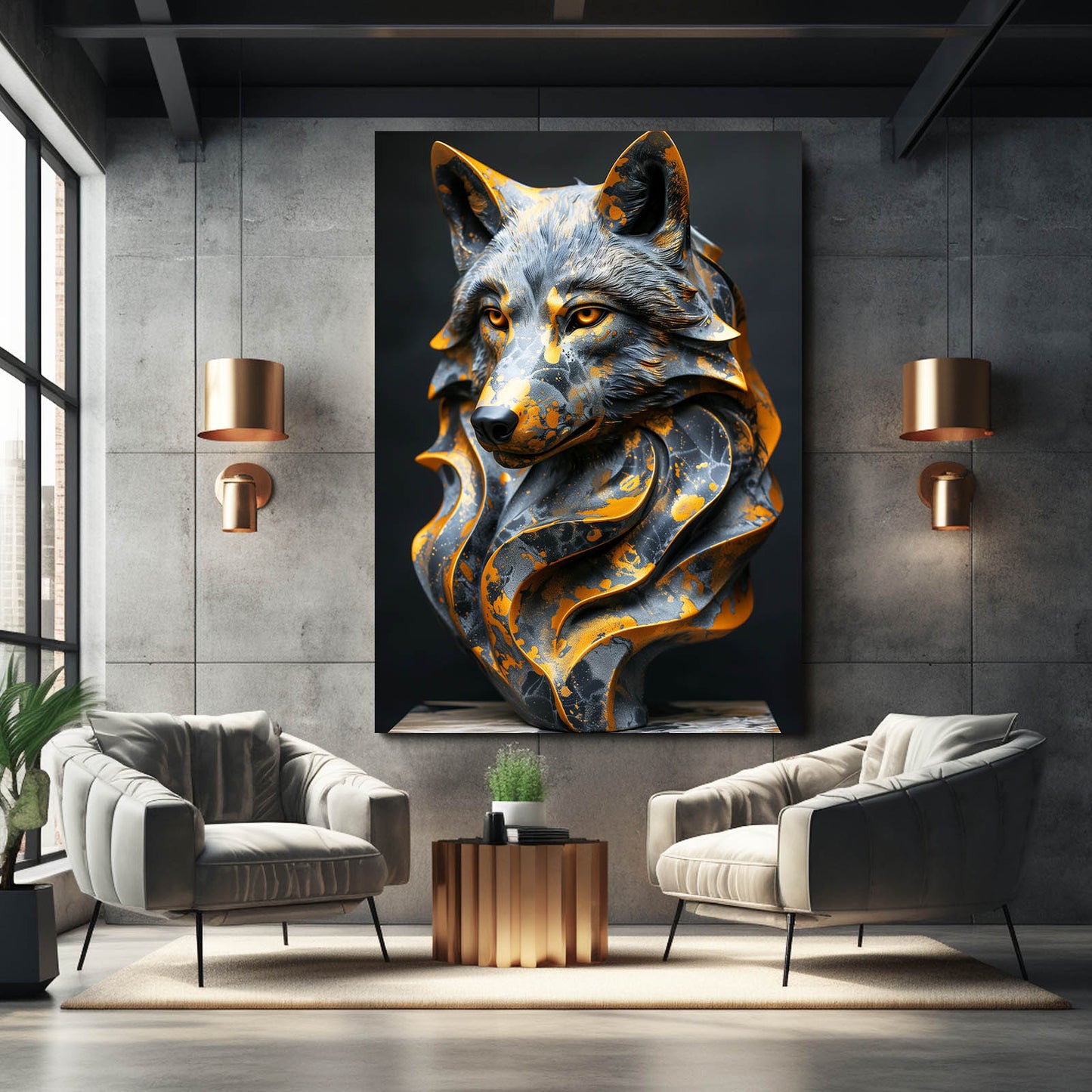 3D Carved Wolf Wall Art
