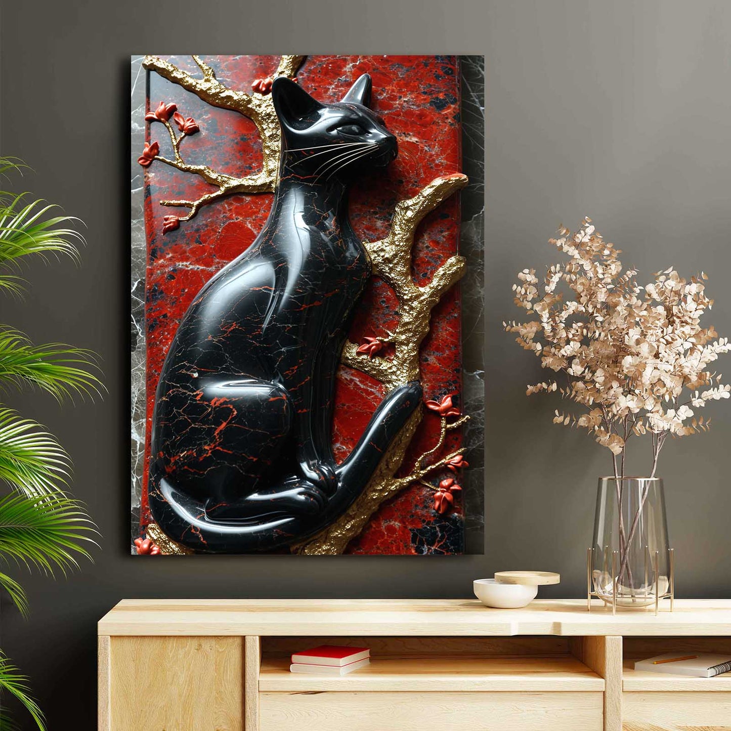 3D Statue Cat Wall Art
