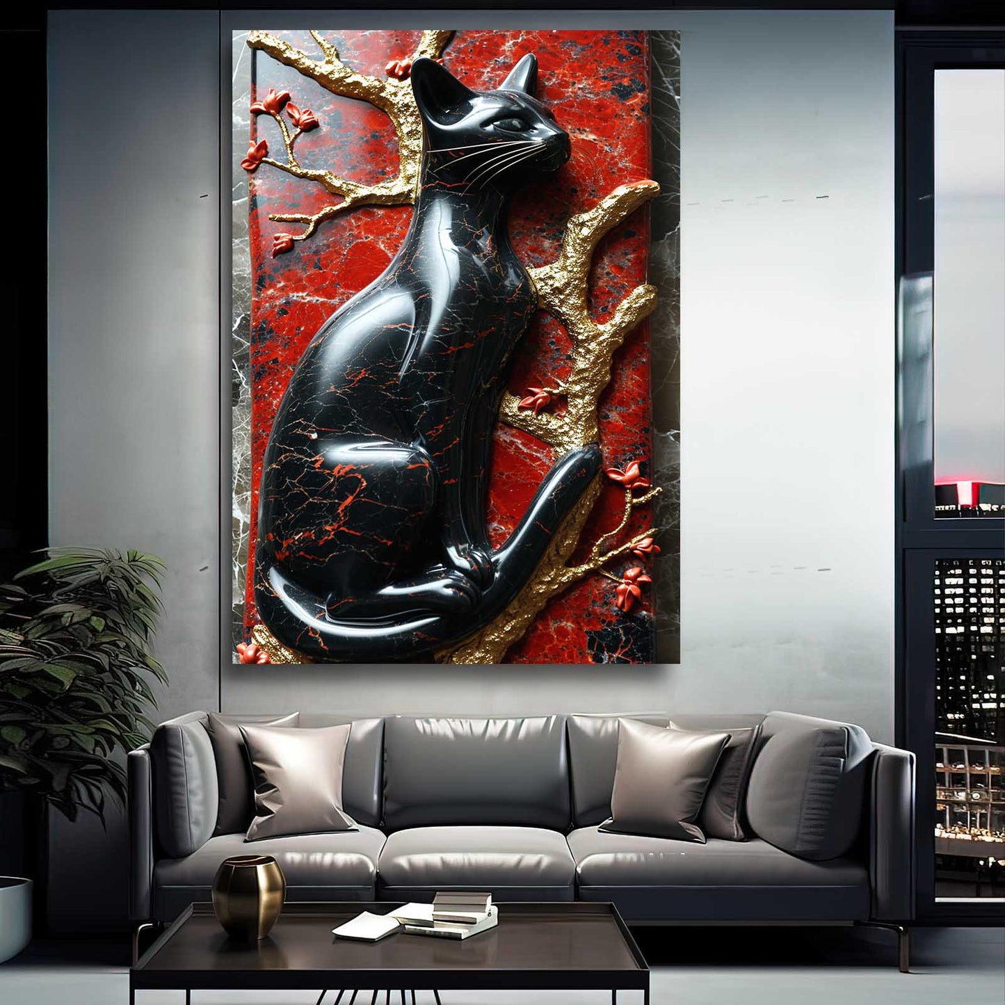 3D Statue Cat Wall Art