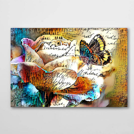 Butterfly Art Wall — abstract canvas print in orange tones