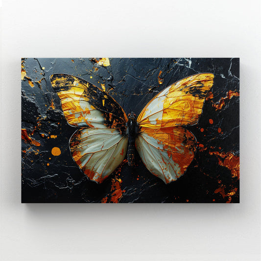 Molten Monarch Butterfly Wall Art — luxury canvas print in black tones