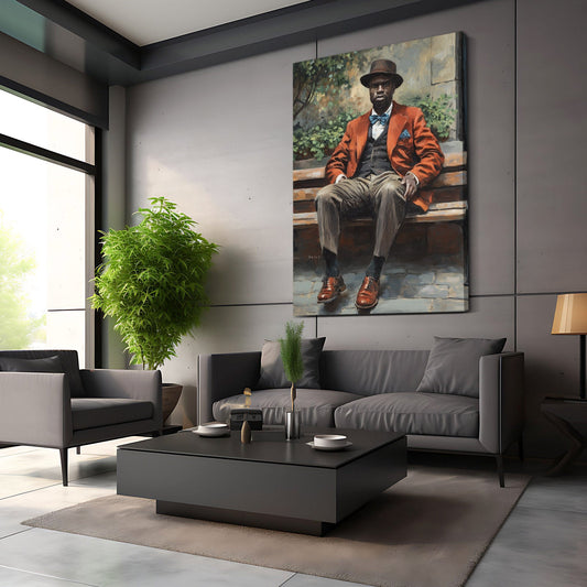 Park African Wall Art — portrait canvas print in brown tones, view 3