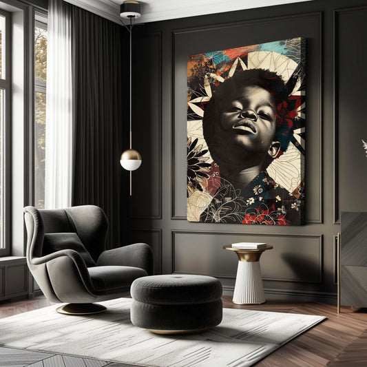 Abstract African Art Decor — portrait canvas print in brown tones, view 4
