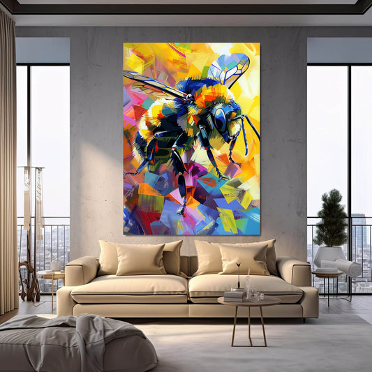 Abstract Color Bee Art — abstract canvas print in blue tones, view 3