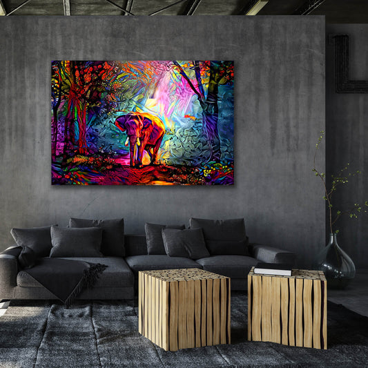 Abstract Elephant Wall Art — abstract canvas print in blue tones, view 3