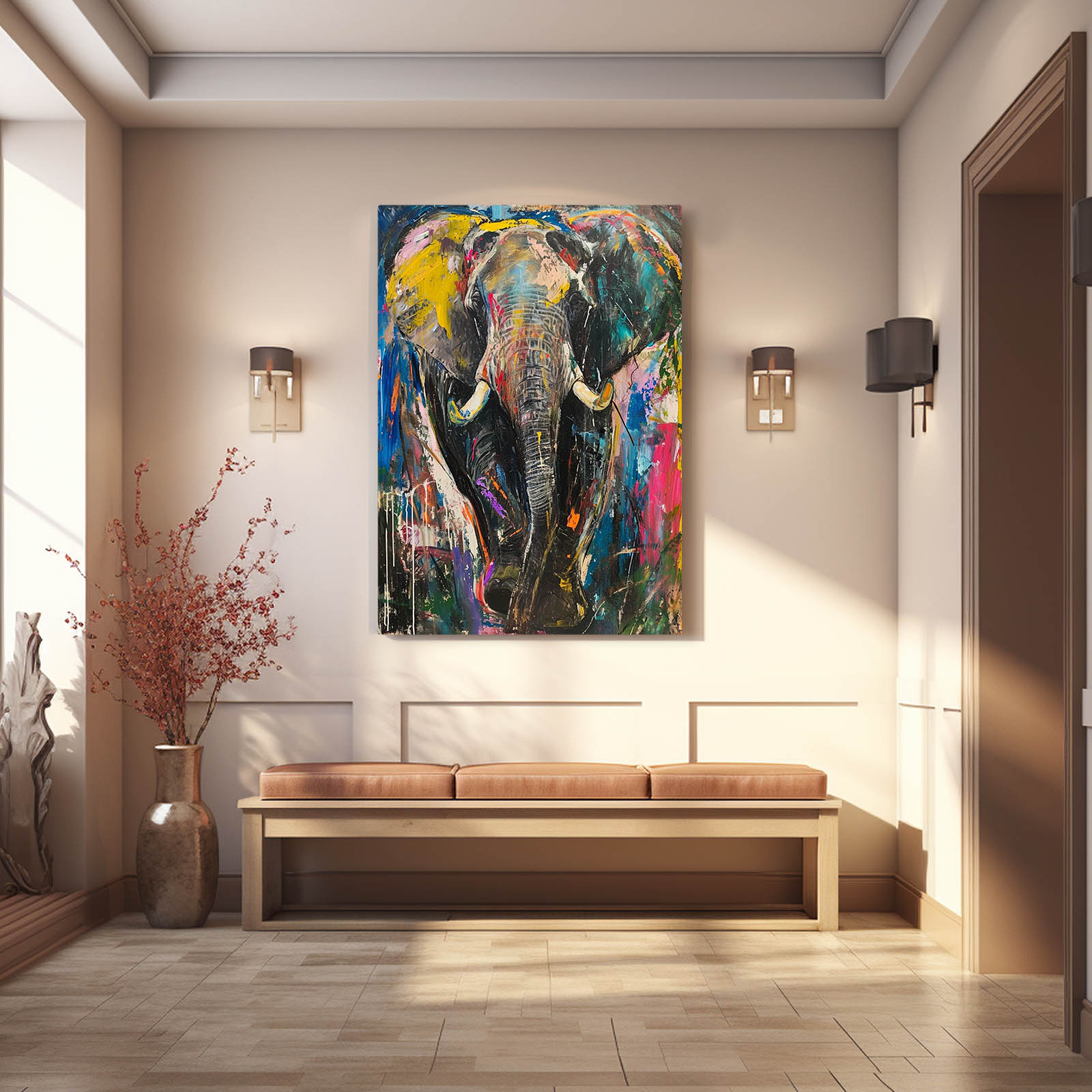 Abstract Expressionist Elephant Art