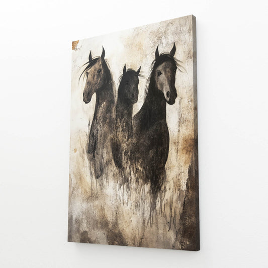 Abstract Horse Art – angled canvas view on white background