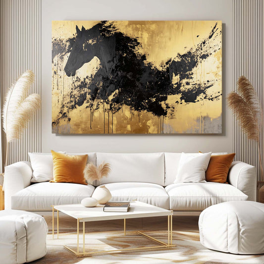 Abstract Horse Canvas – angled canvas view on white background