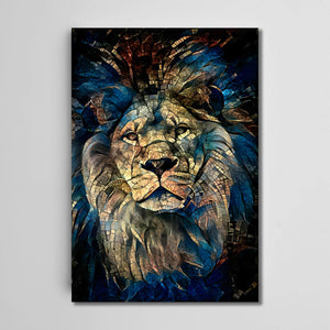 Gold Mosaic Lion Canvas Art