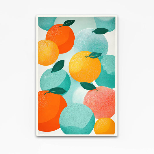 Abstract Orange Shapes Fruit Canvas Art – angled canvas view on white background