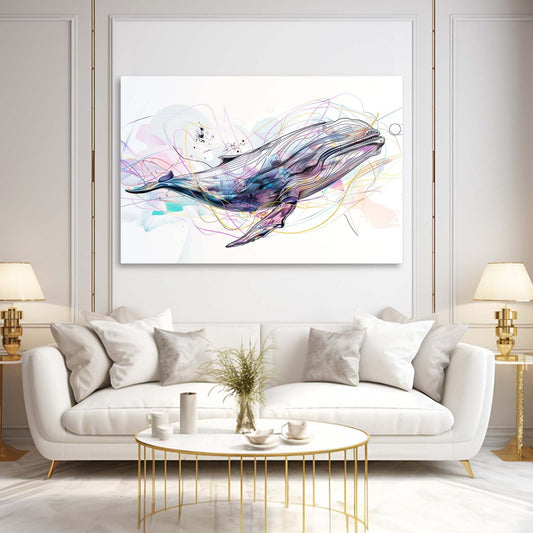 Abstract Whale Art — abstract canvas print in white tones, view 3