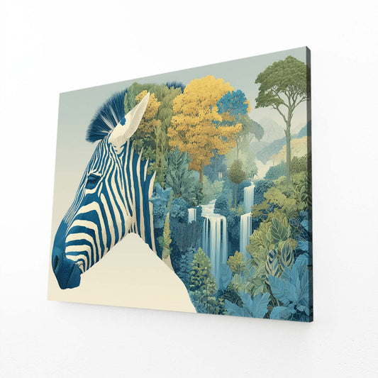 Abstract Zebra Art – angled canvas view on white background