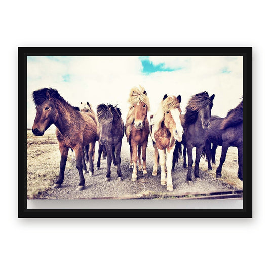 Activity Horse Canvas Art – with Premium Black wood frame