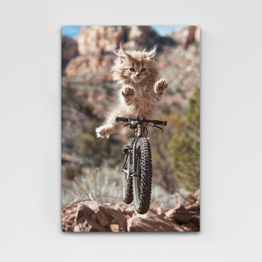 Funny Cat Wall Art — photography canvas print in brown tones