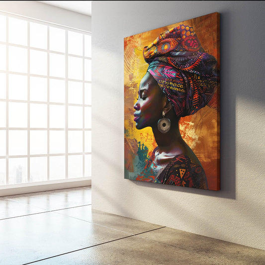Aesthetic African Art Canvas — african art canvas print in orange tones, view 4