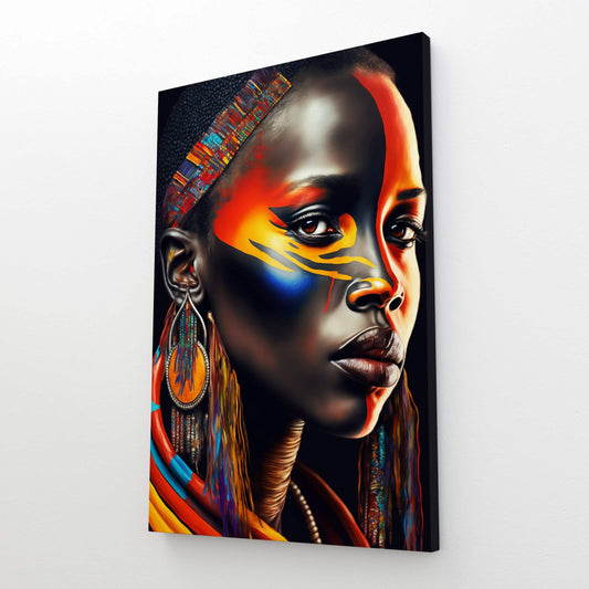 African American Woman Wall Art — african art canvas print in red tones, view 3