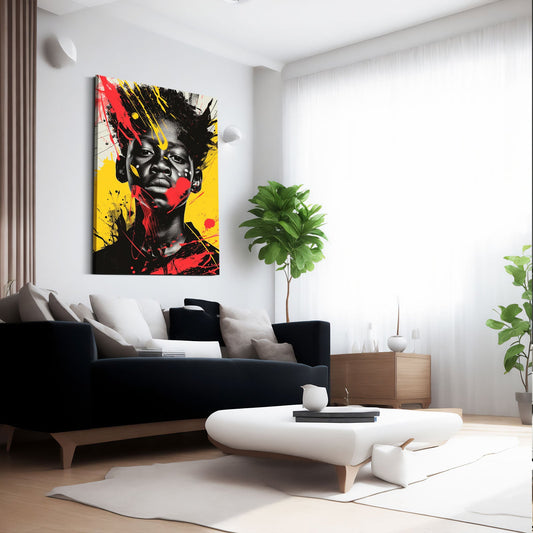 African Boy Wall Art — african art canvas print in orange tones, view 4