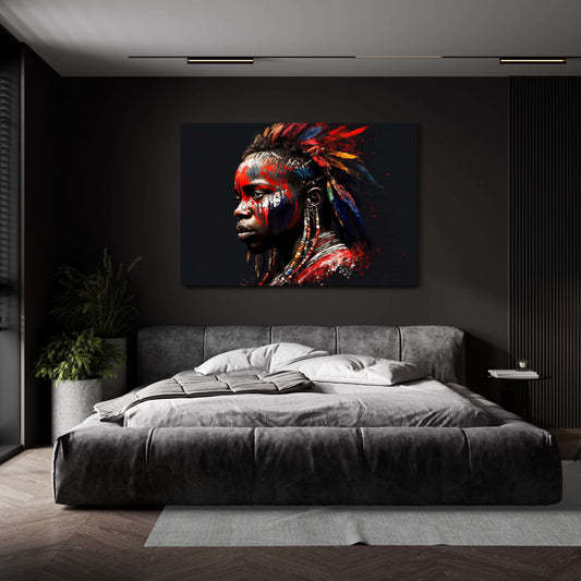 African inspired Wall Art — african art canvas print in red tones, view 3