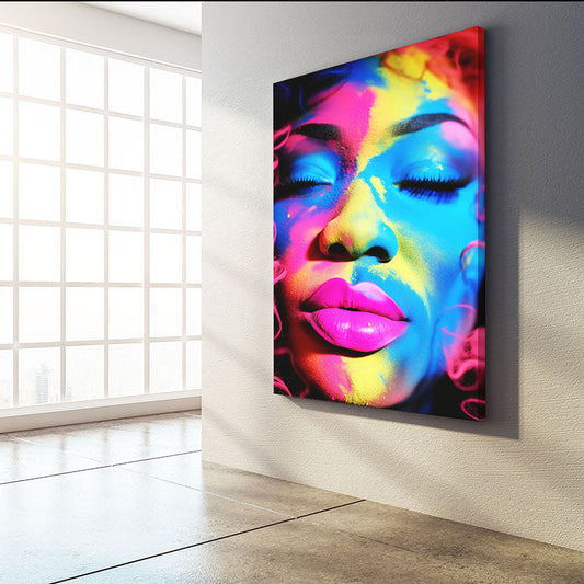 African Large Wall Art — abstract canvas print in blue tones, view 3