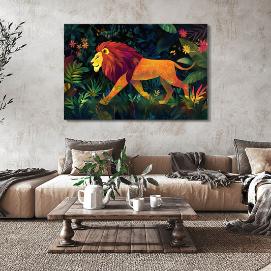 African Lion Art — african art canvas print in black tones, view 3