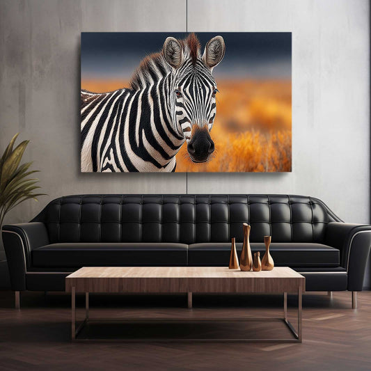 African Zebra Canvas – styled in a furnished interior