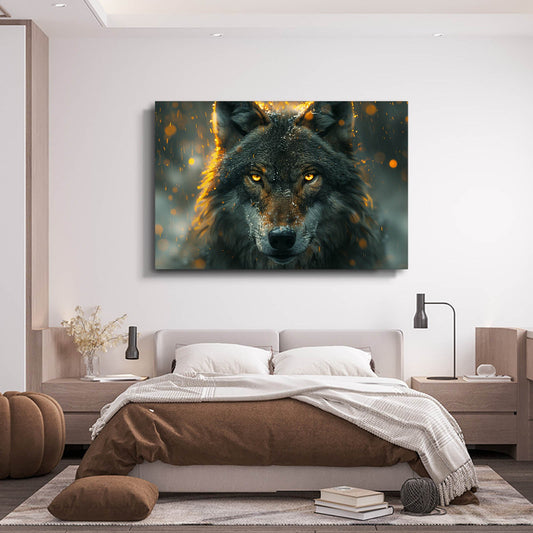 Ai Art Wolf — digital canvas print in gray tones, view 3