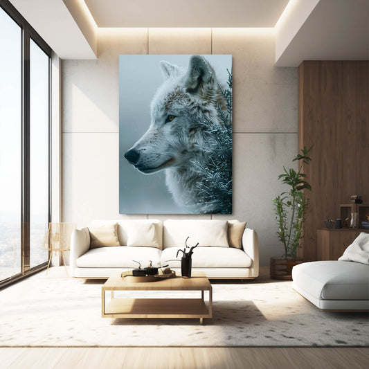 Alaskan Wolf Art — nature canvas print in blue tones, view 3