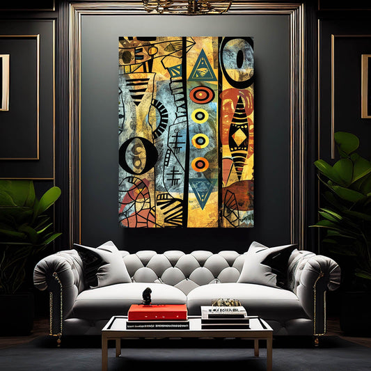 Amazing African Art Canvas — abstract canvas print in orange tones, view 4