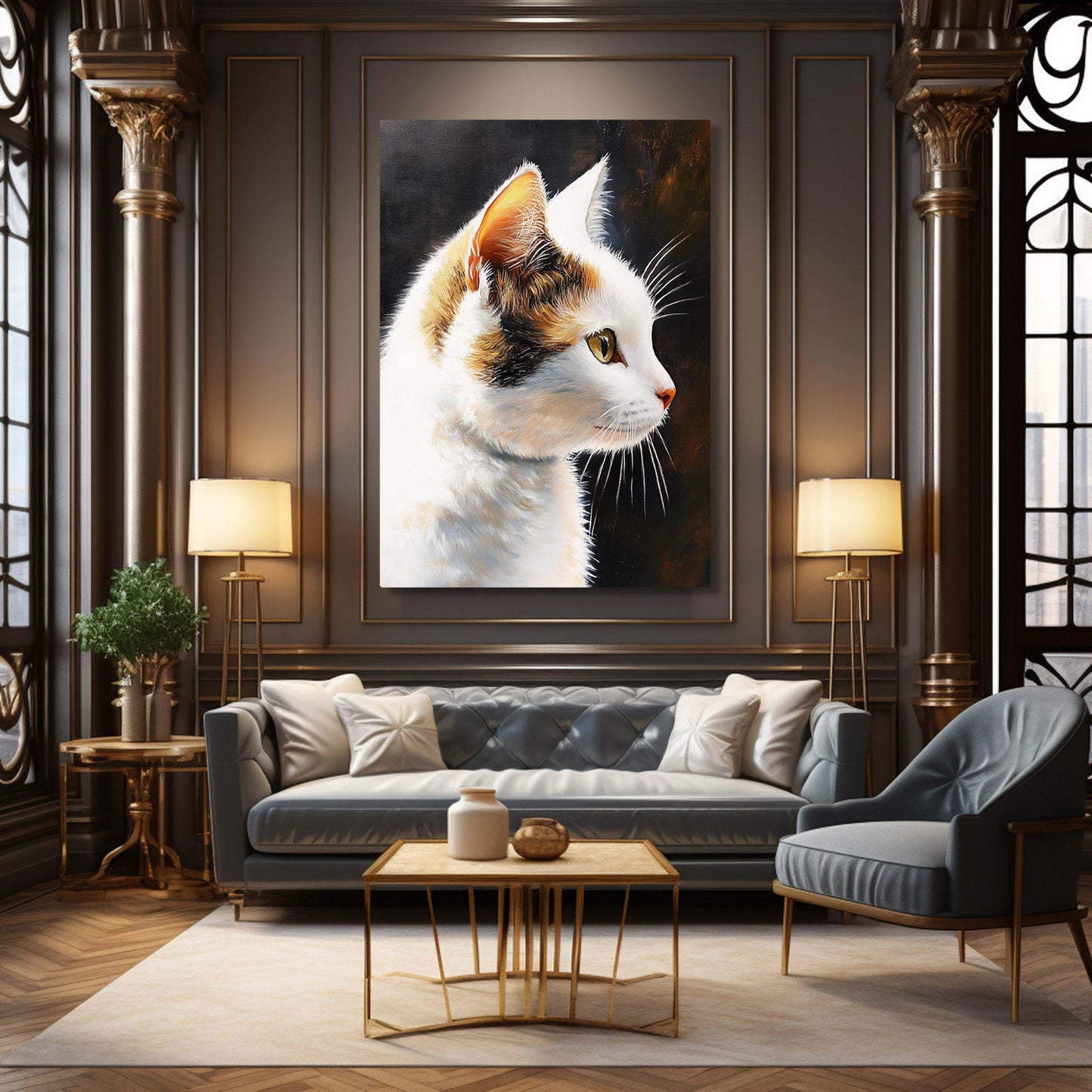 Amber Gaze Profile Cat Wall Art