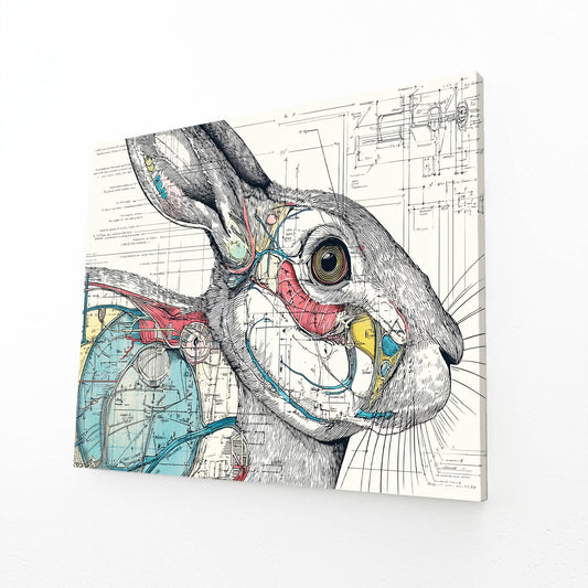 Anatomy Bunny Art – angled canvas view on white background