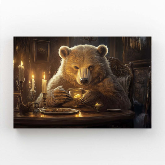 Anthro Bear Art — contemporary canvas print in brown tones, angled canvas view on white background