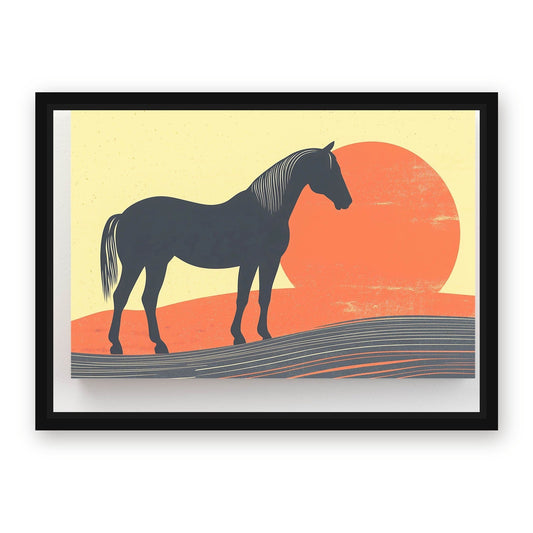 Antique Horse Wall Art – with Premium Black wood frame
