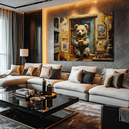 Art Of Teddy Bear — abstract canvas print in orange tones, view 3