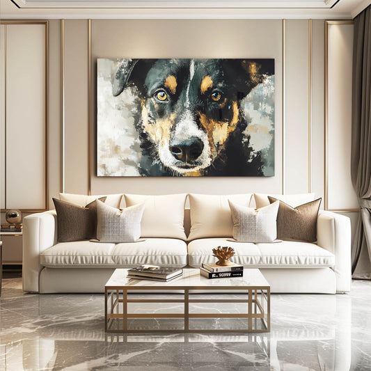 Art Prints Of Dogs — contemporary canvas print in gray tones, view 3