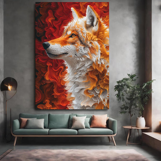 Artistic Wolf Art — abstract canvas print in orange tones, view 3