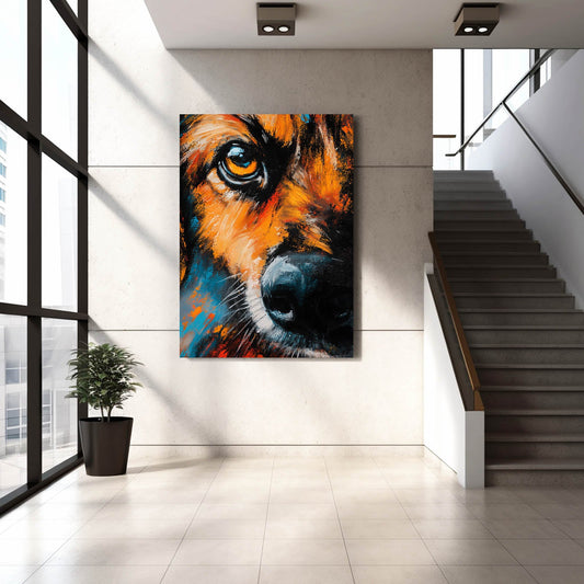 Artwork Dog — abstract canvas print in orange tones, view 3
