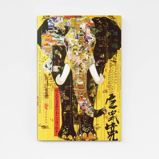 Asian Collage Elephant Art