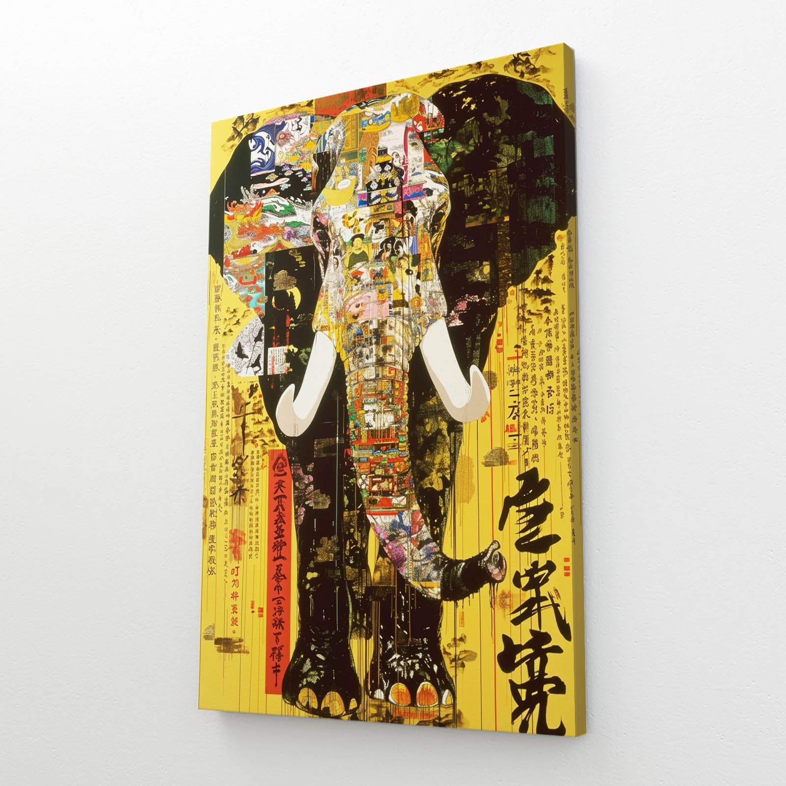 Asian Collage Elephant Art