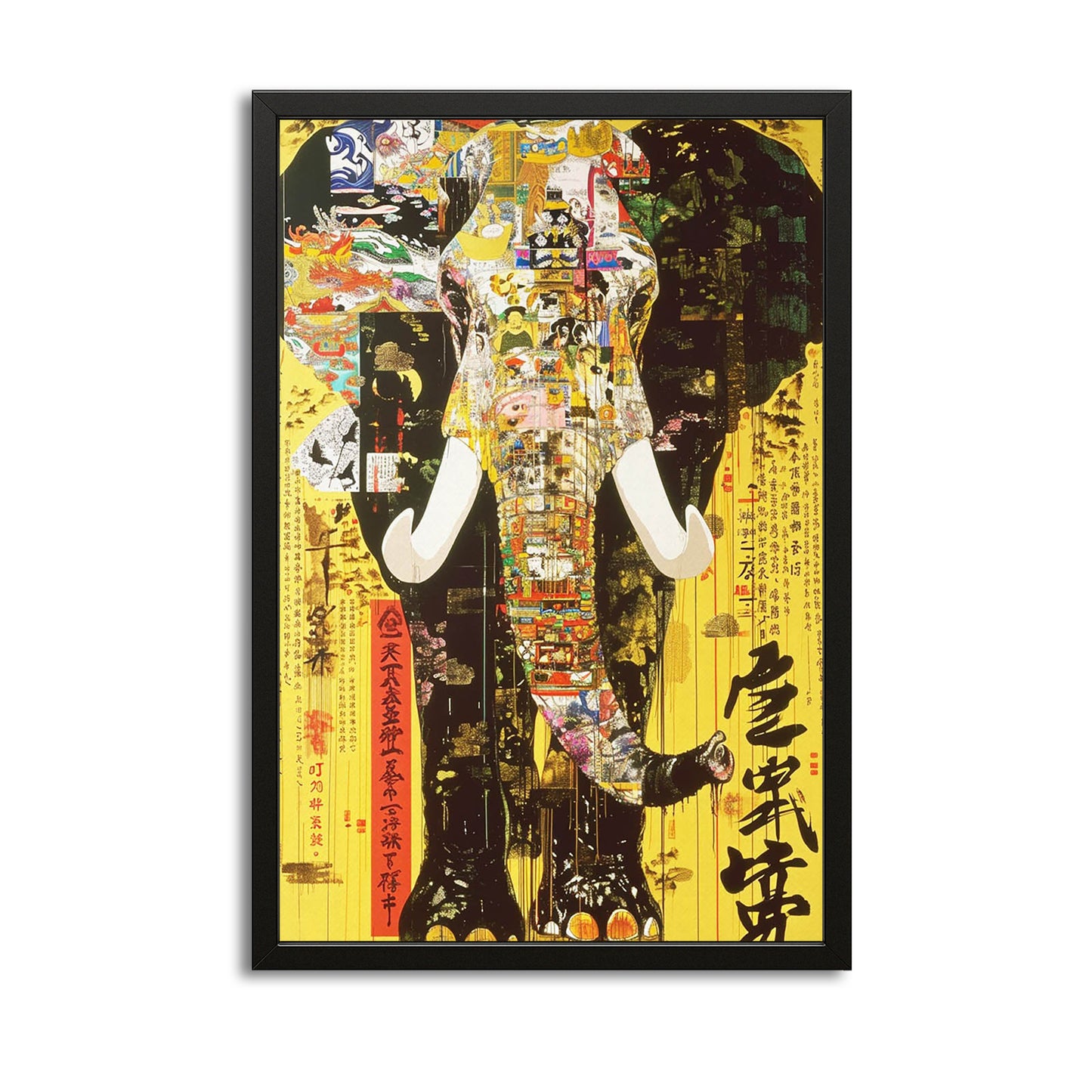 Asian Collage Elephant Art