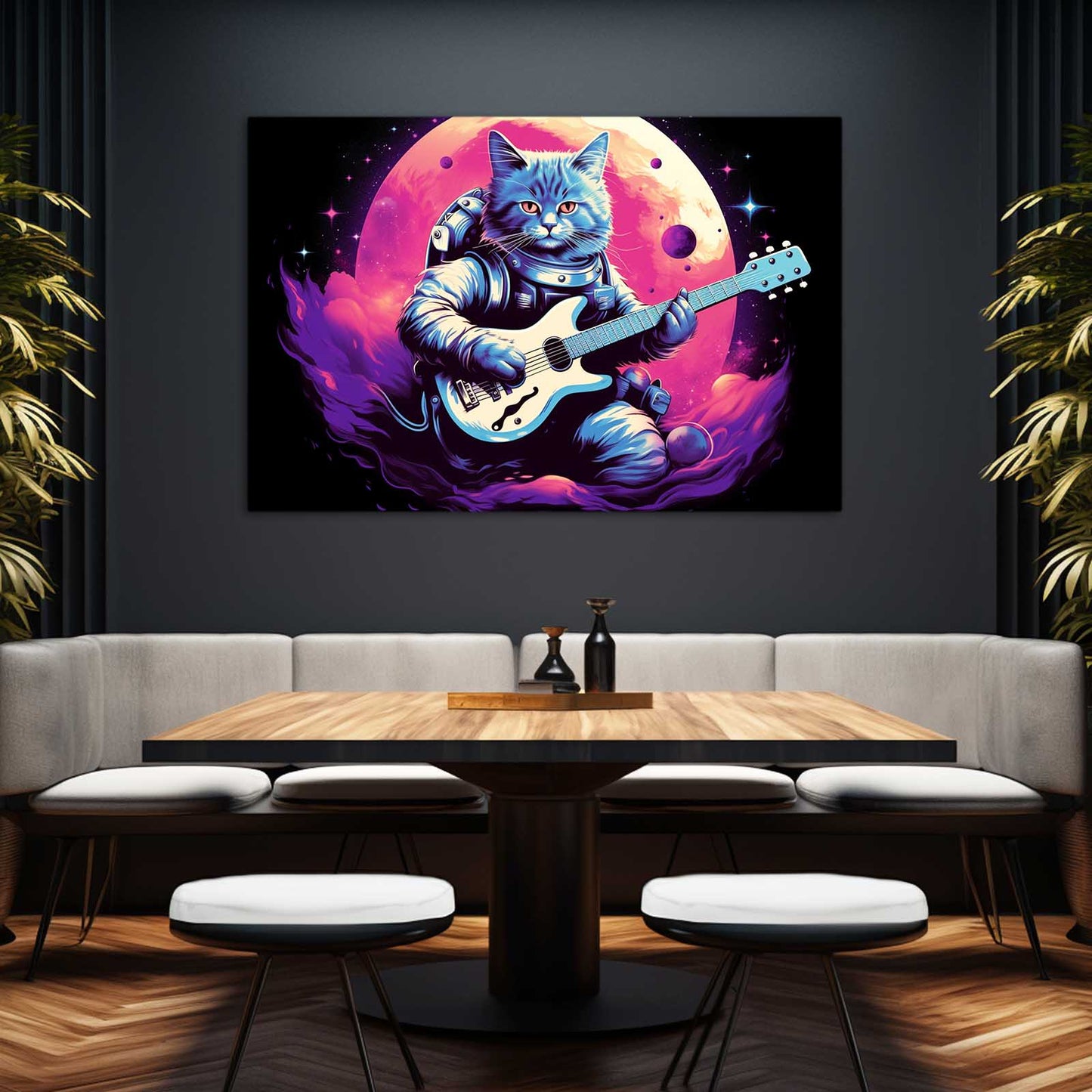 Astronaut Cat With Guitar Art