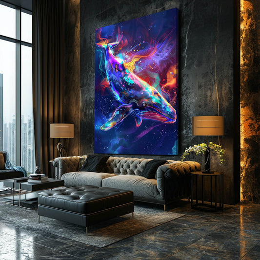 Aurora Pulse Whale Art — digital canvas print in blue tones, view 3