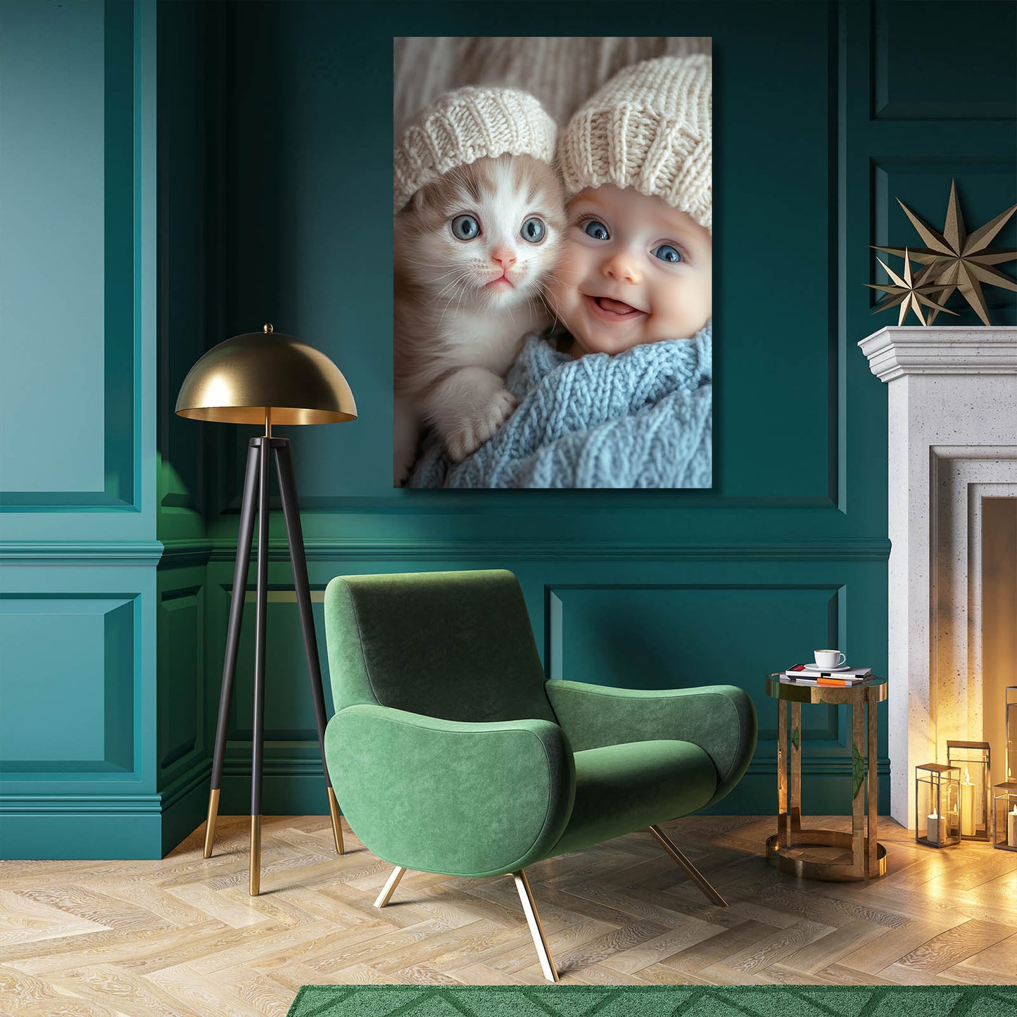 Baby and Cat Wall Art