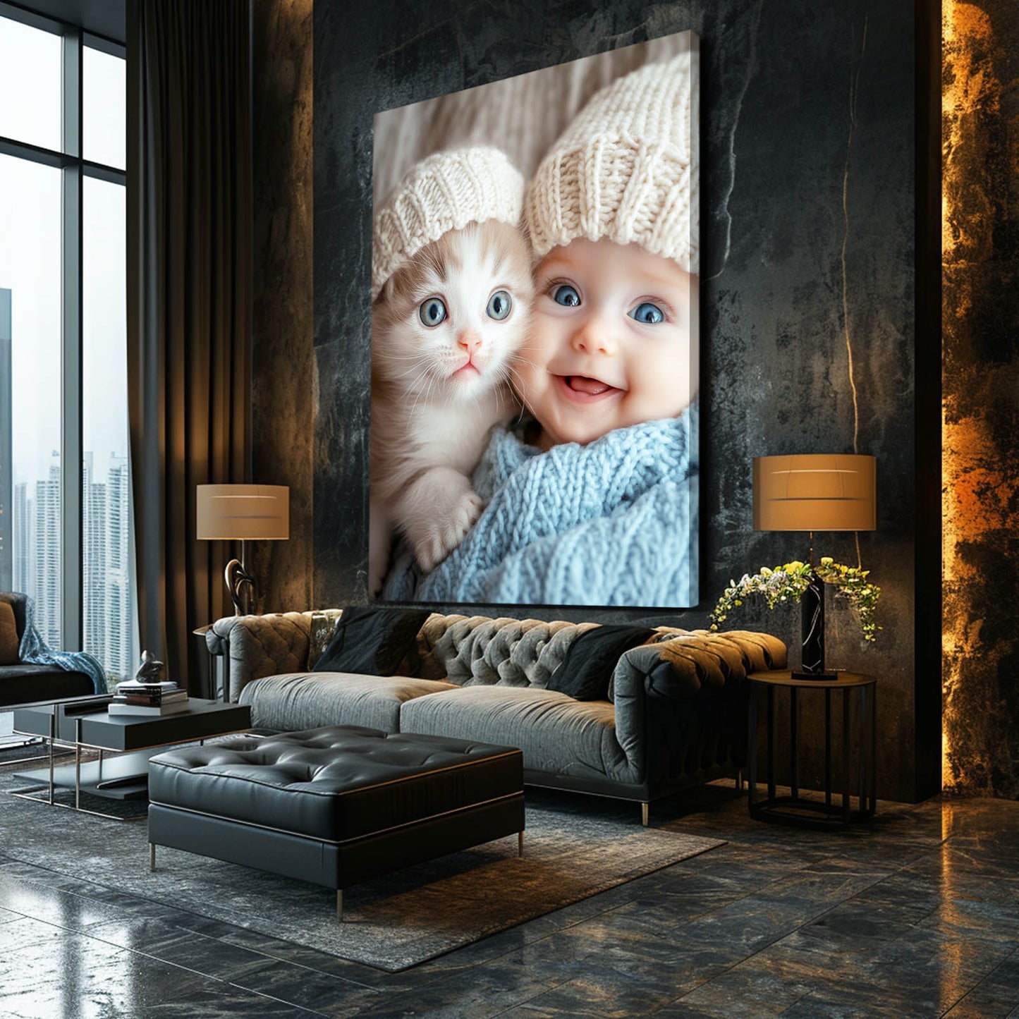 Baby and Cat Wall Art