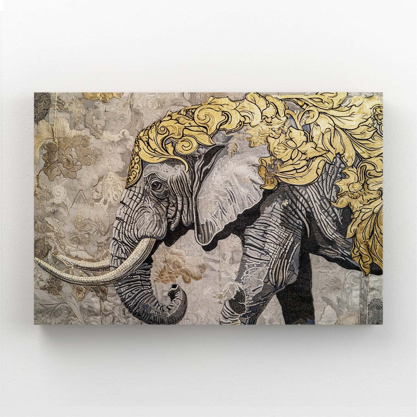 Baroque Floral Elephant Wall Art