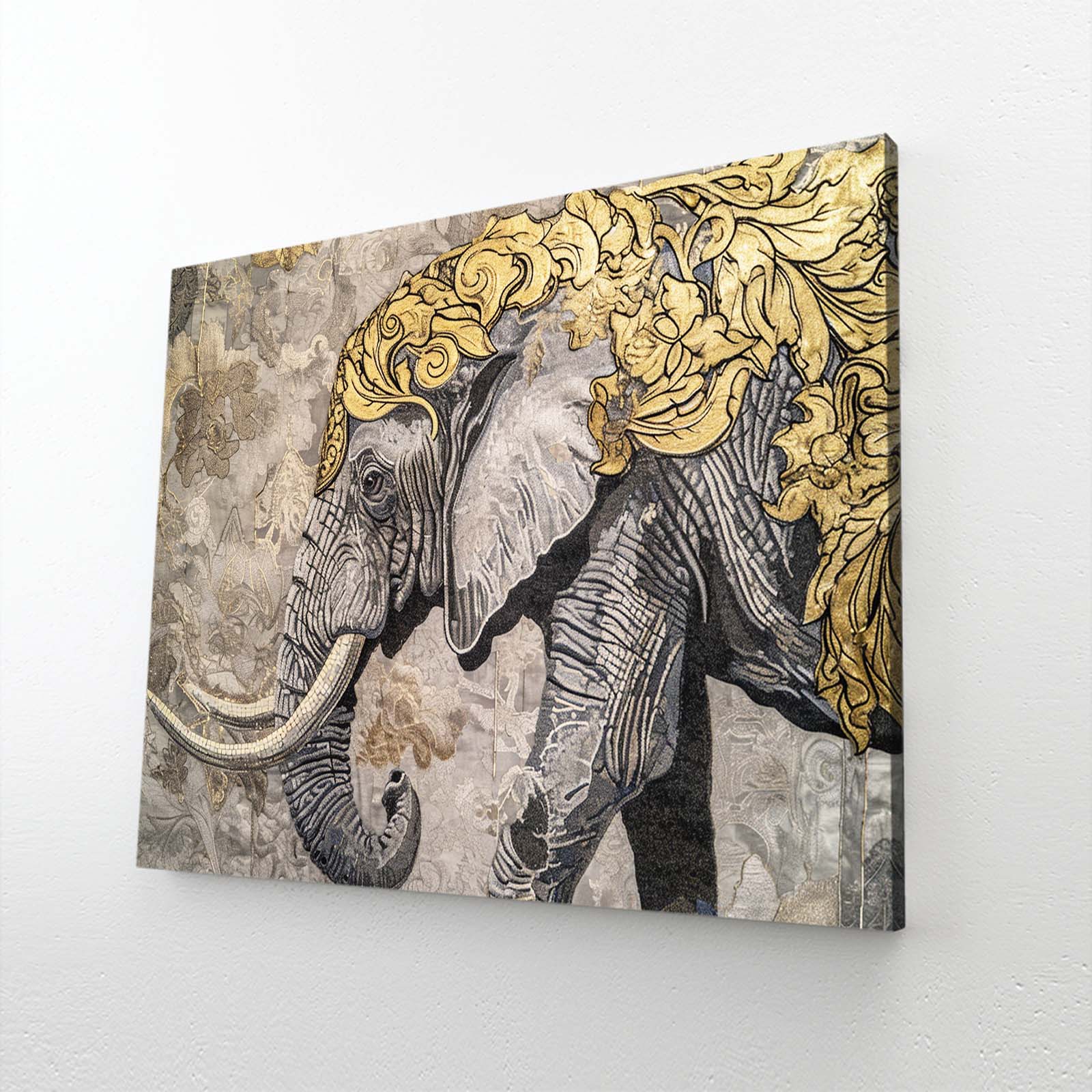 Baroque Floral Elephant Wall Art