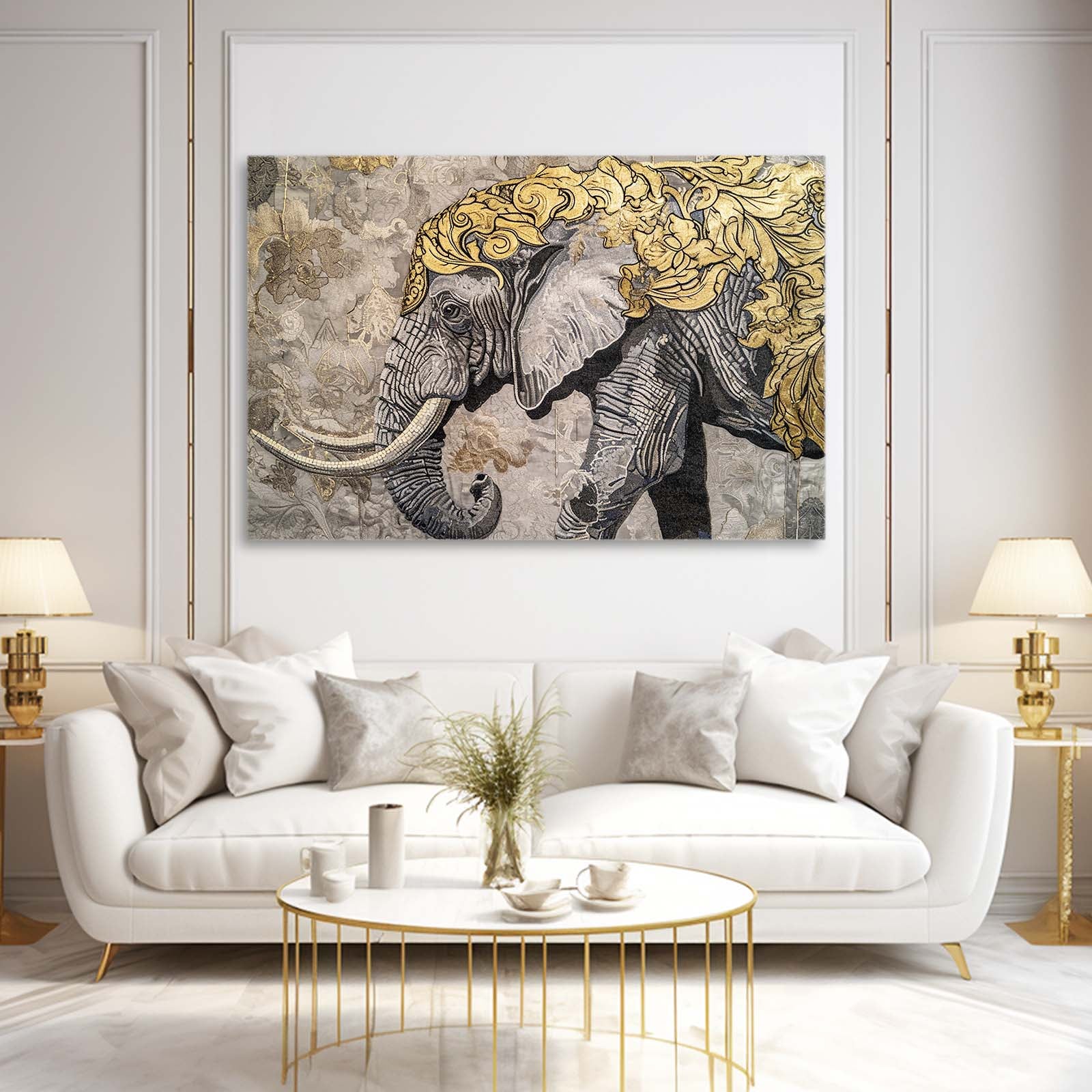 Baroque Floral Elephant Wall Art