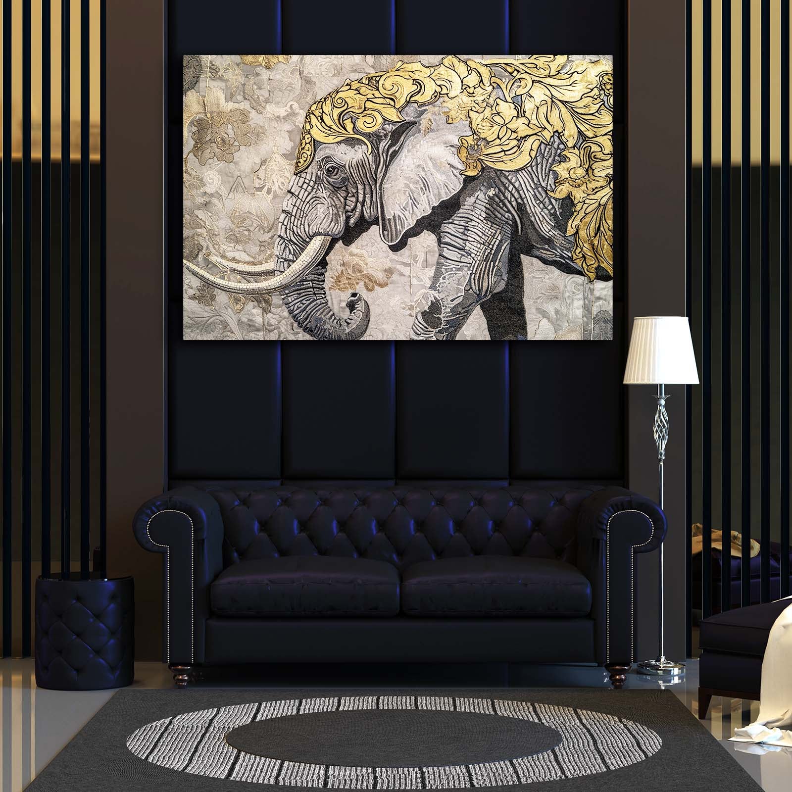 Baroque Floral Elephant Wall Art