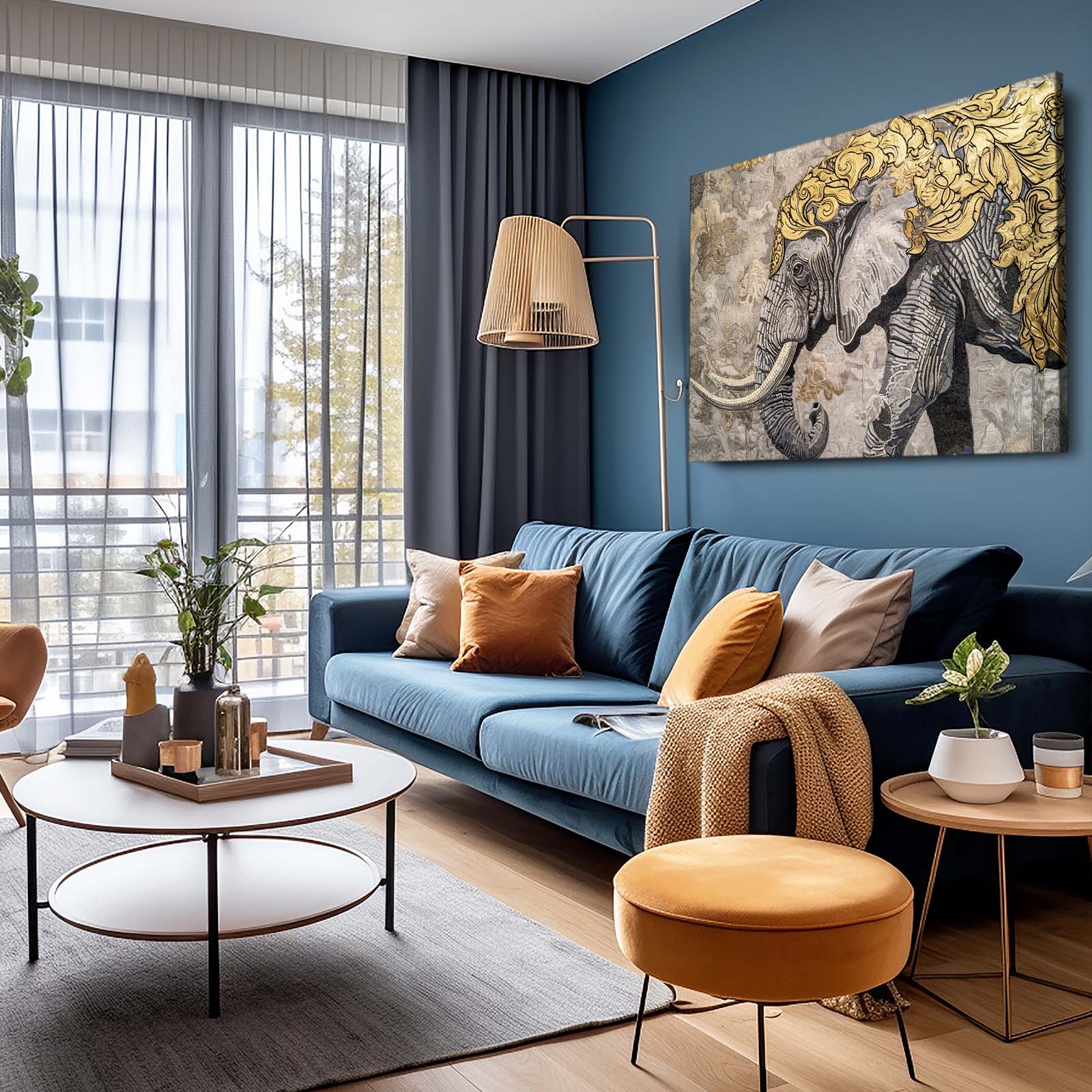 Baroque Floral Elephant Wall Art