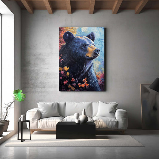 Bear Black Art — abstract canvas print in blue tones, view 3