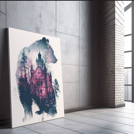 Bear Fantasy Art — abstract canvas print in blue tones, view 3